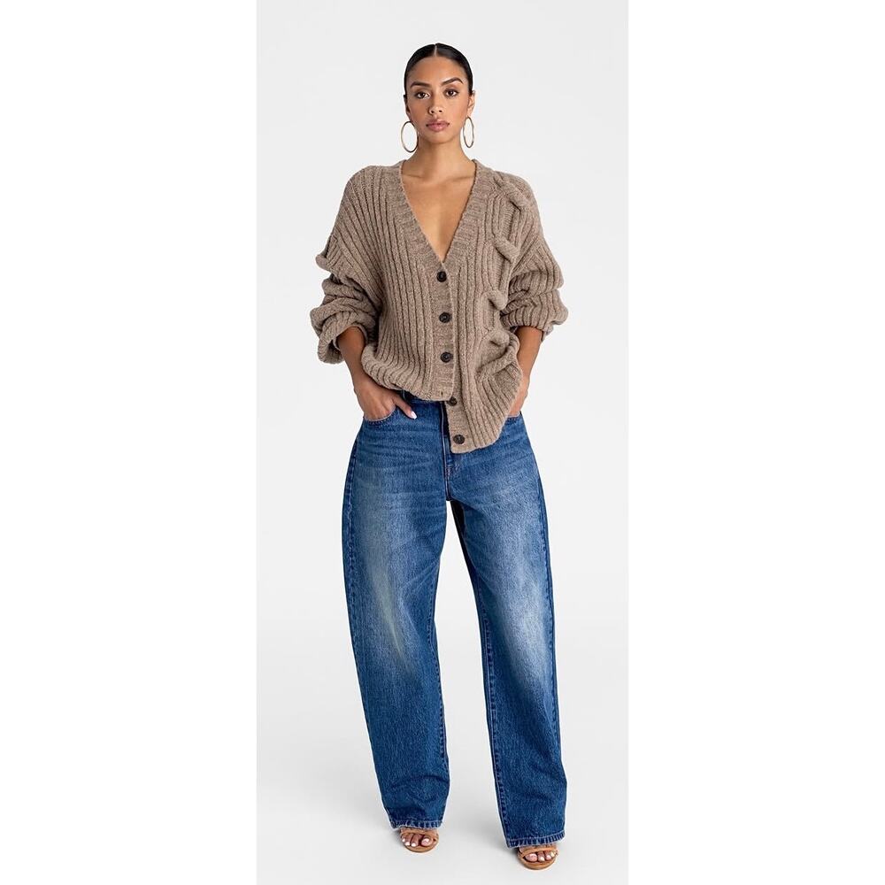 NWT KBB by KAHLANA Women's The Cable Mix Cardi Tan Size Medium Cardigan